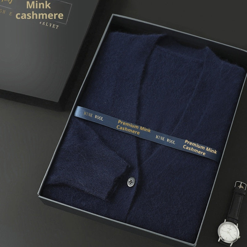 Men’s Mink Wool V-Neck Sweater