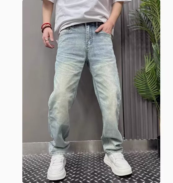 Light Blue Casual Stretch Stylish Versatile Straight Slim Pants