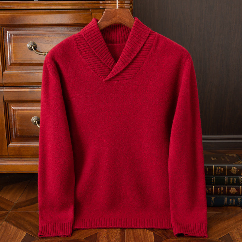 Men's Casual Fashion Collar Wool Pullover Sweater