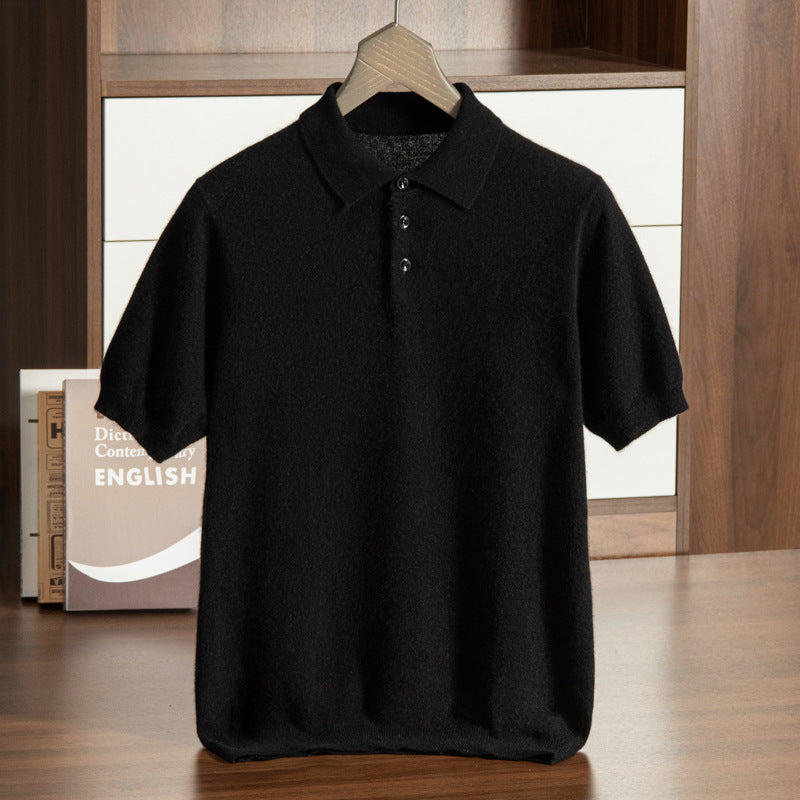Men’s Loose-Fit Short Sleeve Sweater – Casual Business-Casual Undershirt