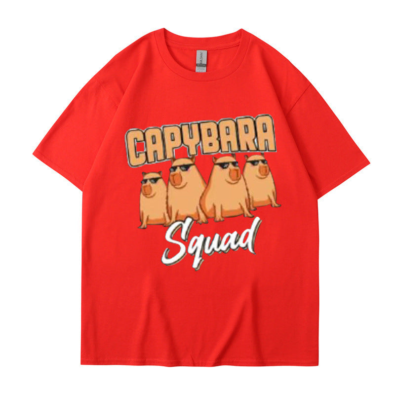 Harajuku Cartoon Print Cotton T-Shirt – Summer Casual Loose Fit Short Sleeve Tee for Men & Women