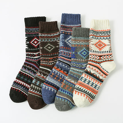 Retro Large Square Wool Socks